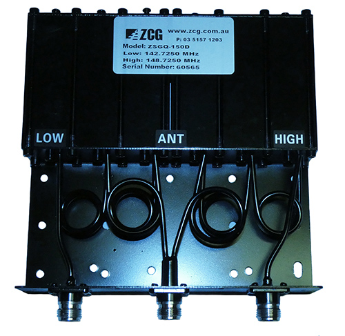 VHF 6-pole duplexer, 136-180 MHz, insertion loss 1.0 dB, 50 Ohm, N-type female, 50Watt